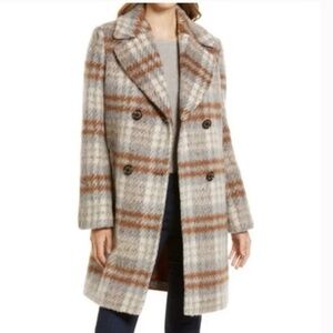 Sam Edelman Plaid Double-Breasted Coat Small